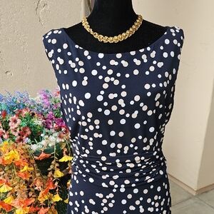 Christopher & Banks Navy and White& Beige Dot Dress Size 10